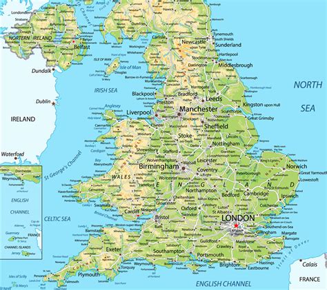 england landkarte mit städten